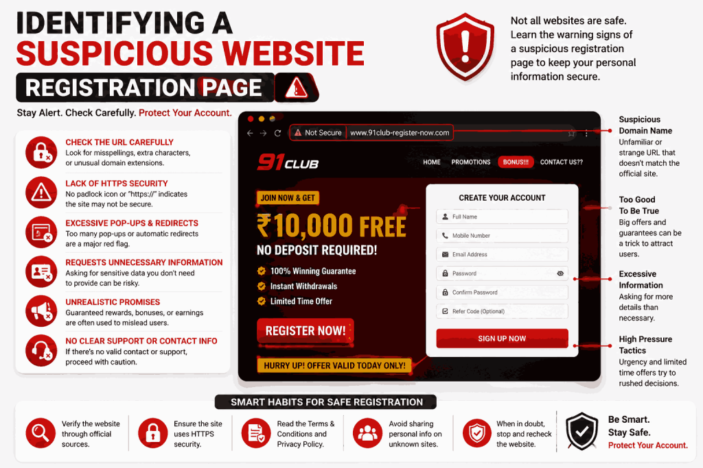  91  club Website Registration Page